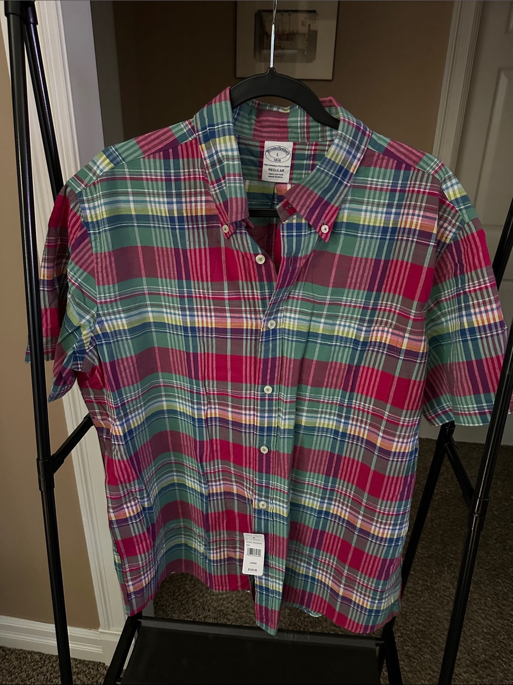 Brooks Brothers Multicolor Plaid Short-Sleeve Button-Down Shirt
